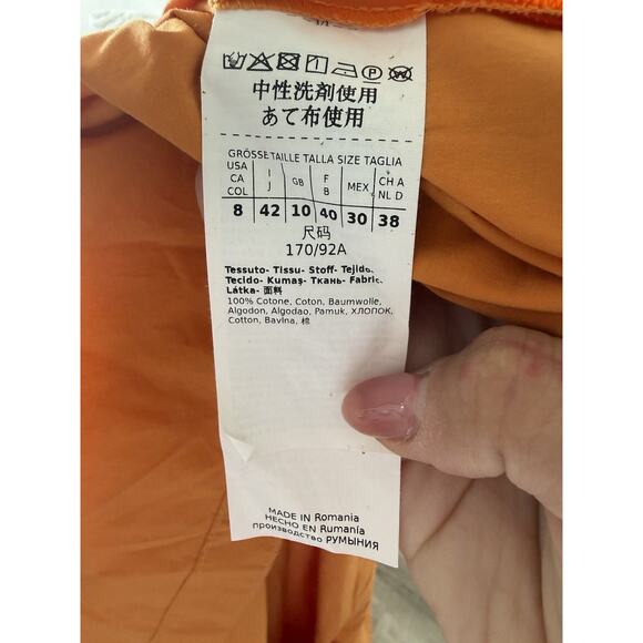 Weekend Max Mara Orange Cotton Poplin Neottia Shift Mini Shirt Dress M - Picture 6 of 9